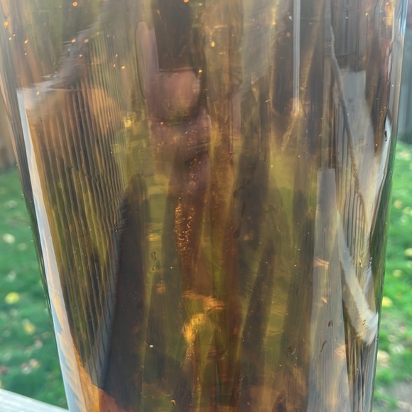 Maestri Vetrai Made in Italy Tortoiseshell Tiger Brown Glass Vase 13x4.25" - Picture 7 of 17